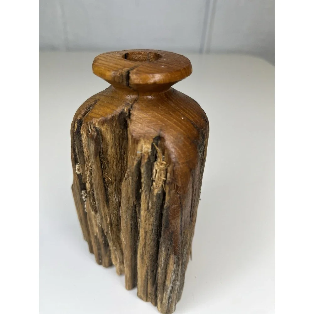 Live Edge Wood Vase Weed Pot Australian Red Gum Wood Fence Post Brutalist Rustic